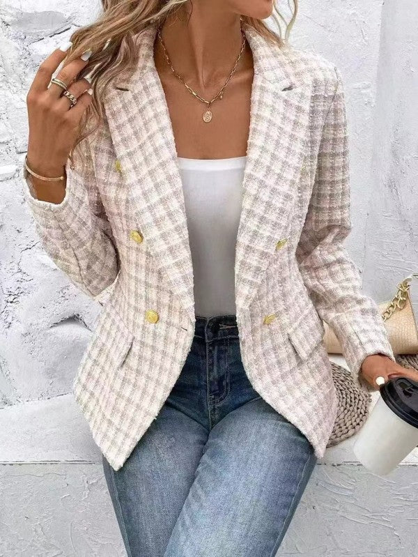 Miss Sparkling |Checkered Pattern Blazer Jacket