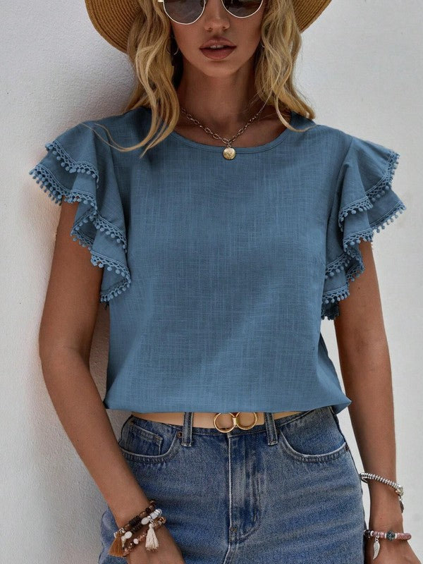 Claudia G Denise Ruffle Cap Sleeve Top