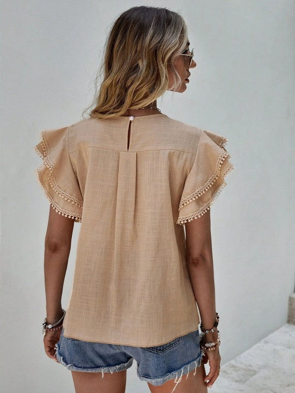 Claudia G Denise Ruffle Cap Sleeve Top
