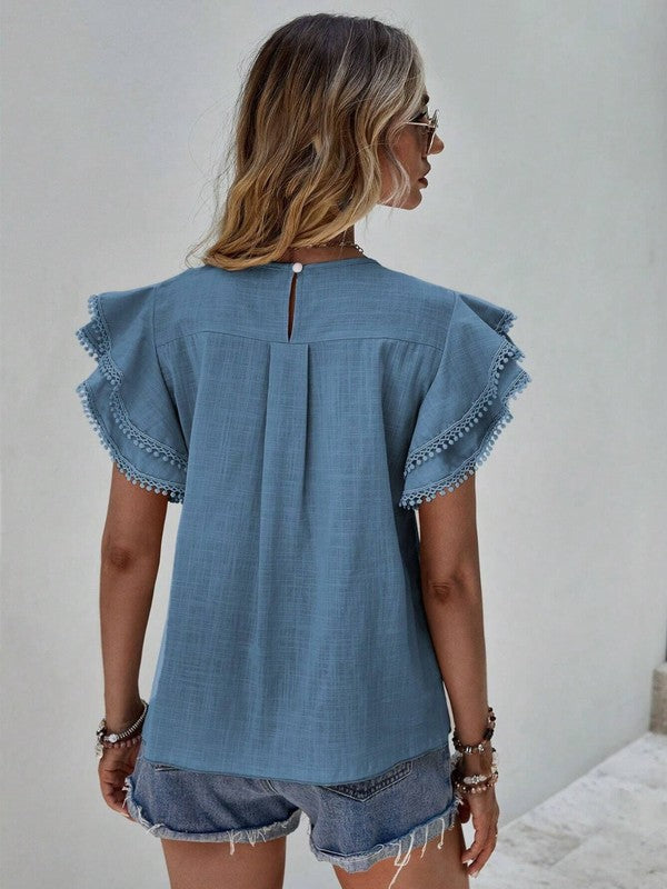 Claudia G Denise Ruffle Cap Sleeve Top