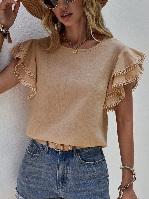 Claudia G Denise Ruffle Cap Sleeve Top