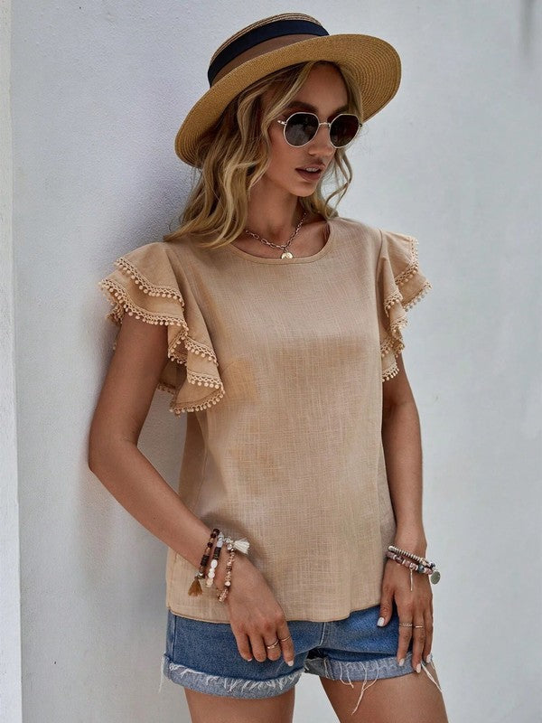 Claudia G Denise Ruffle Cap Sleeve Top
