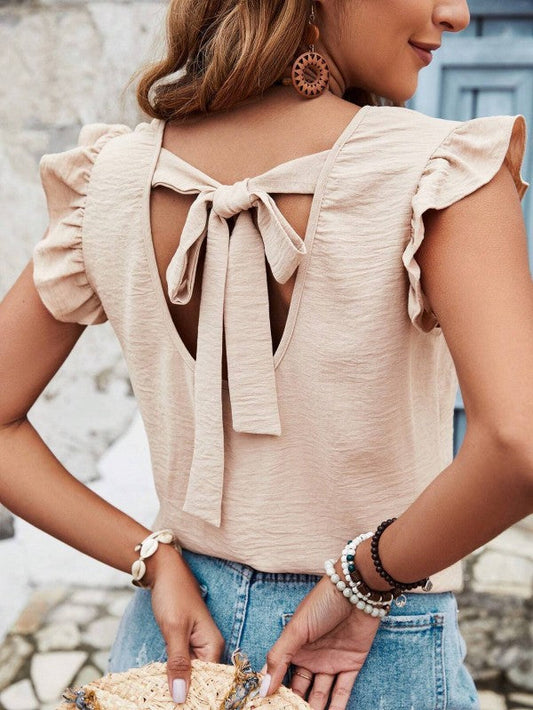 Miss Sparkling Tie Back Ruffle Blouse