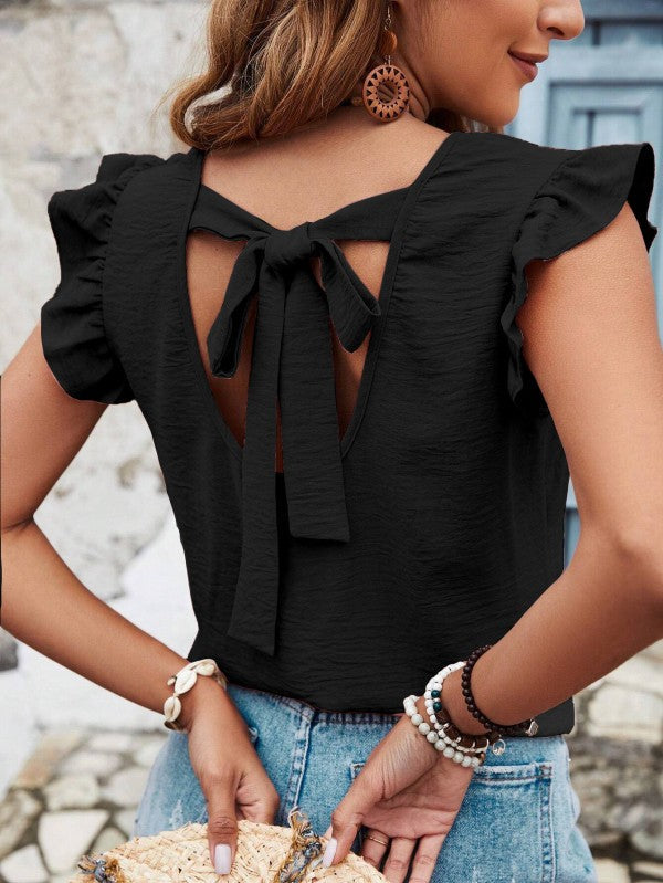 Miss Sparkling Tie Back Ruffle Blouse