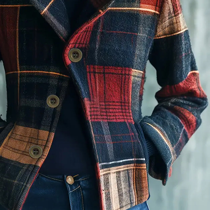 Vintage Stand Collar Blazer with Single-Row Buttons — Tailored Women’s Jacket