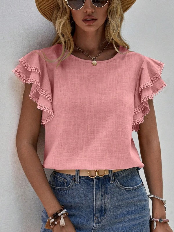 Claudia G Denise Ruffle Cap Sleeve Top