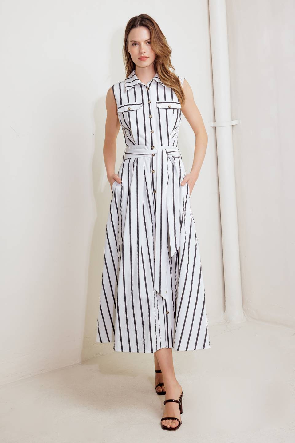HUGS & VANILLA CLOUDS WOVEN MIDI DRESS