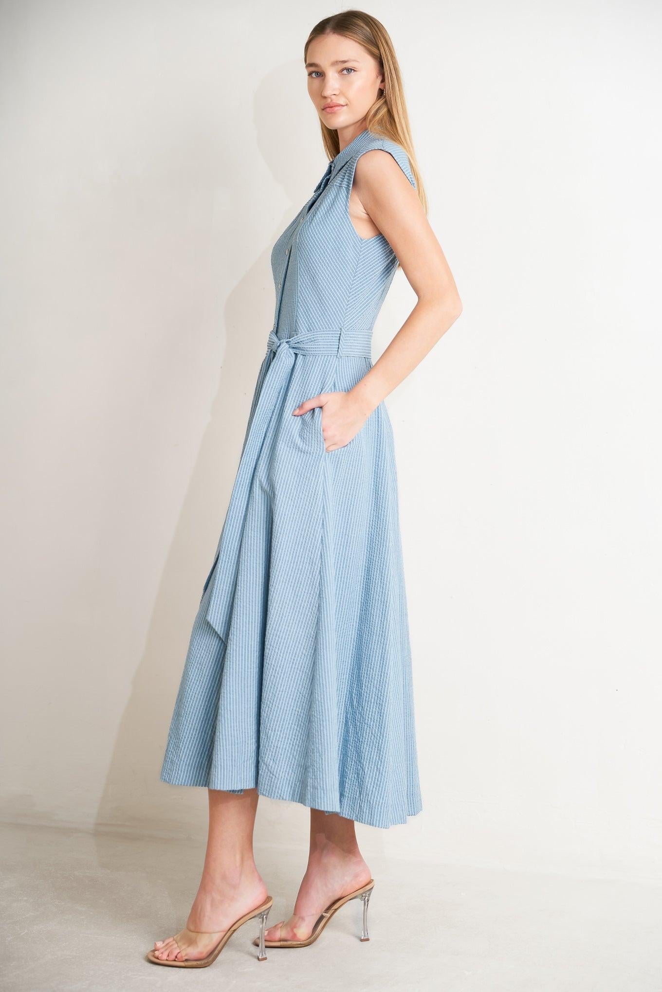 CAFE AU LAIT WOVEN MIDI DRESS