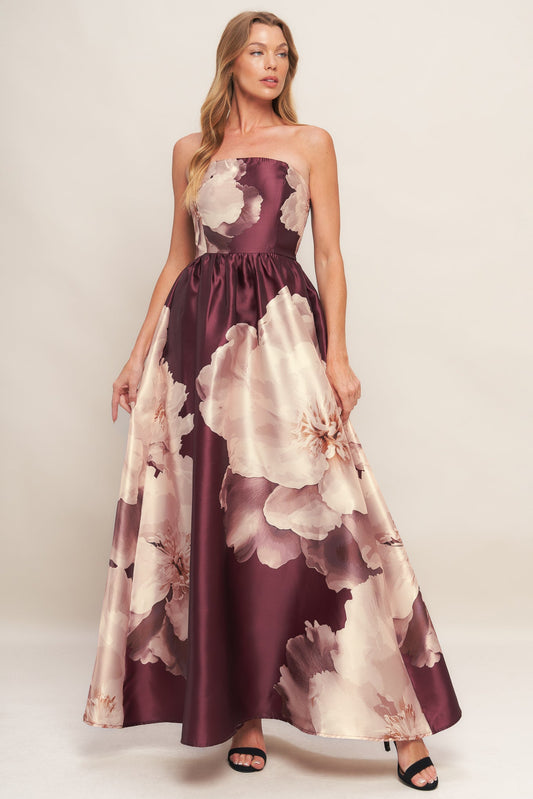 LUXE PEONY WOVEN MAXI DRESS