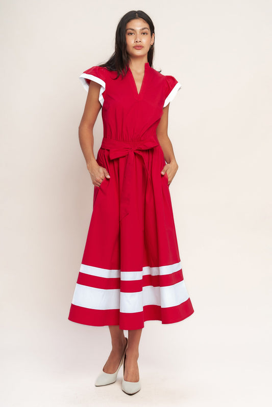 TRUE LOVE IN COLOR BLOCKED MIDI DRESS