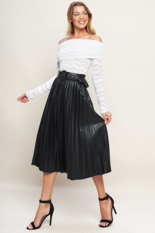YOU FILL MY LIFE WITH LEATHER MIDI SKIRT