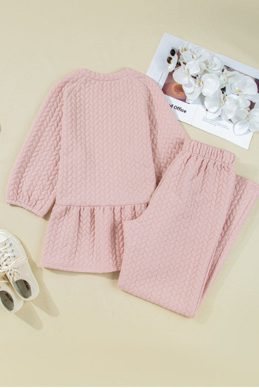 Cable Textured Top and Pants Set